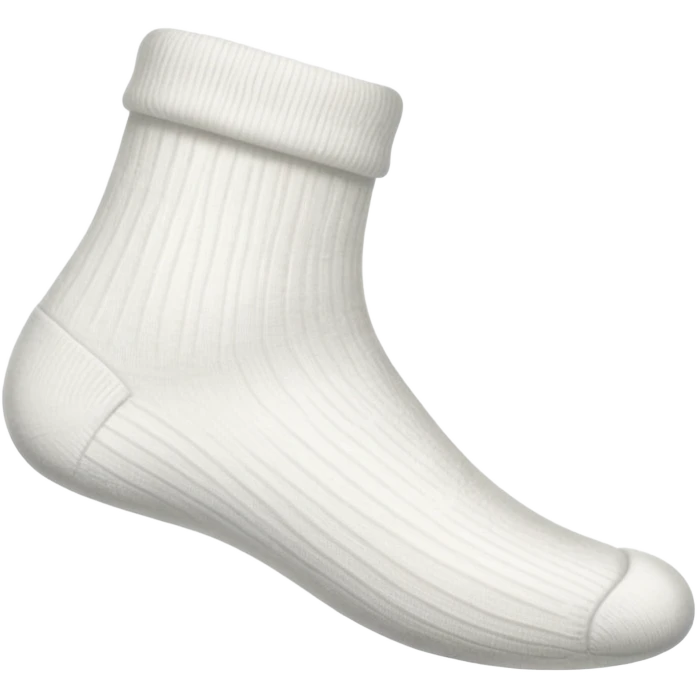 smelly white sock on feet, sole view and shape emoji