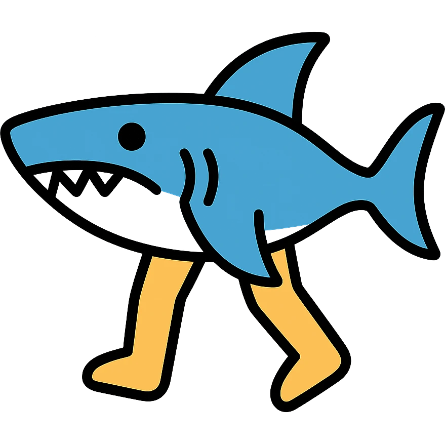 shark with legs colored icon emoji