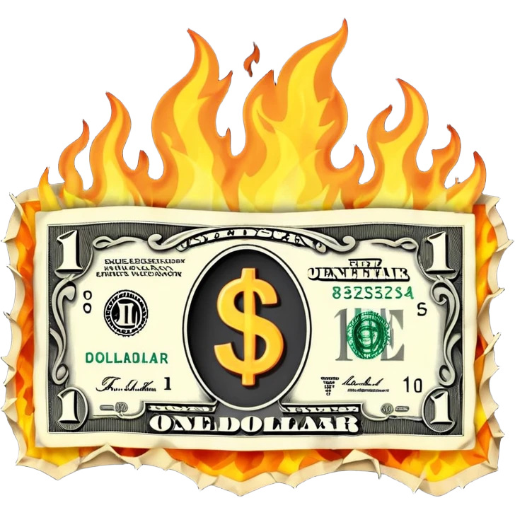 burning one money emoji