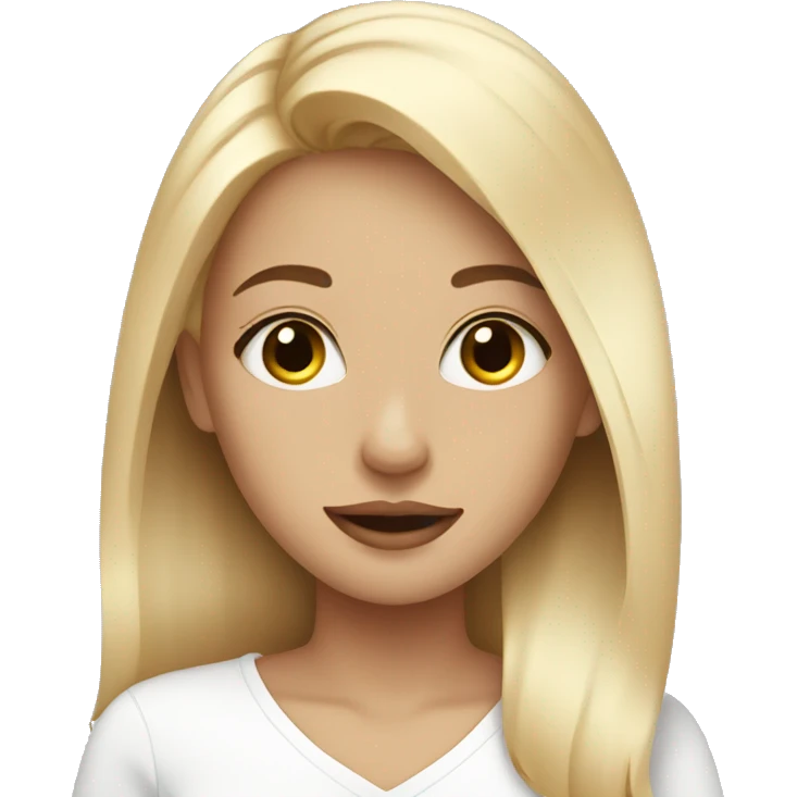 girl with straight blonde hair doing skincare emoji