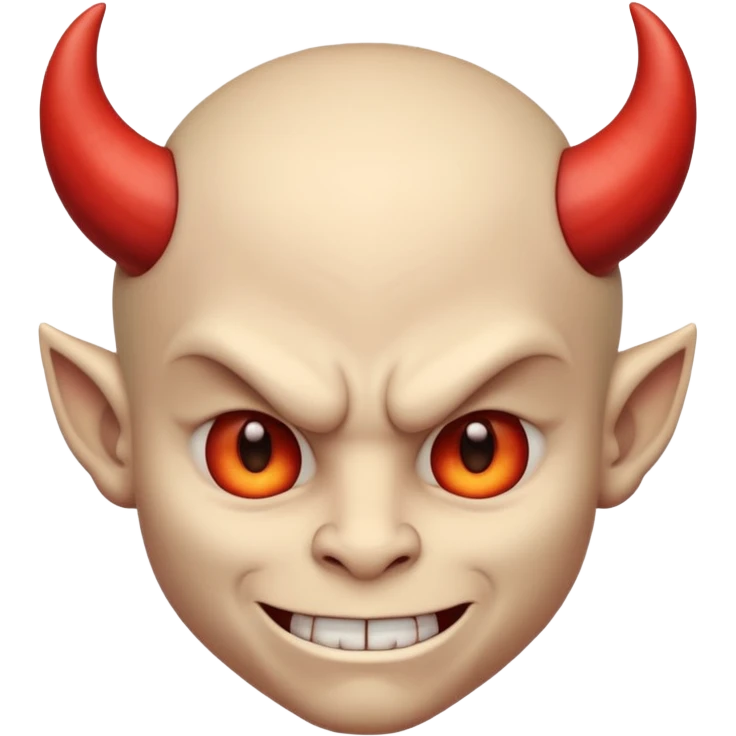 Demon cartoon emoji character, head and shoulders portrait (chest-up crop), centered face, confident and edgy expression, sharp eyes, subtle smirk, small curved horns, clean stylized face, not cute, not scary, modern emoji-style illustration, bold colors, smooth shading, high readability emoji