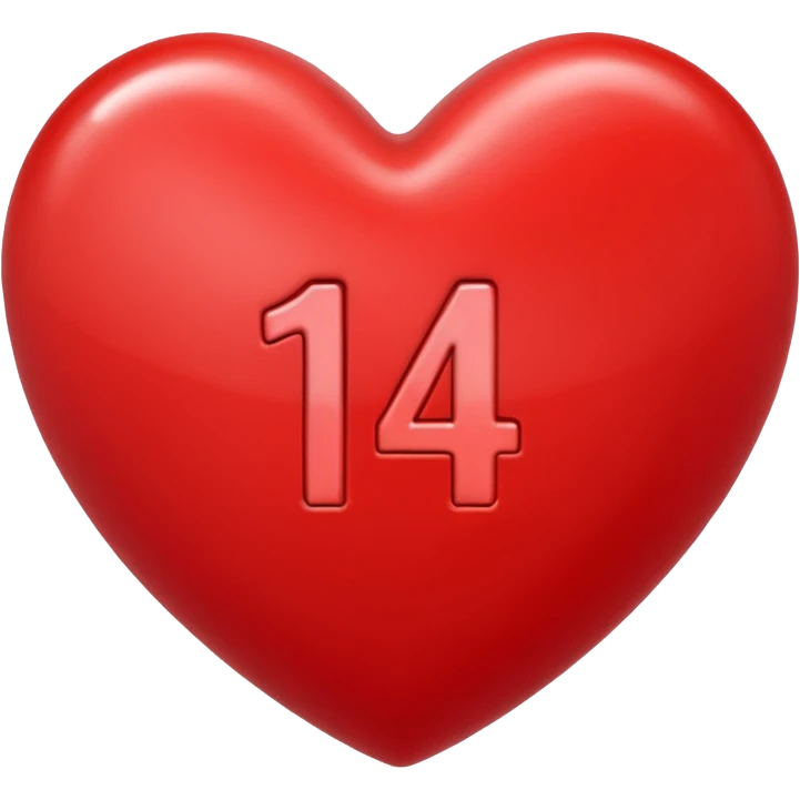the number "14" in a red heart emoji