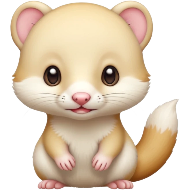 White cute Kawaii adorable stoat-weasel-hybrid emoji