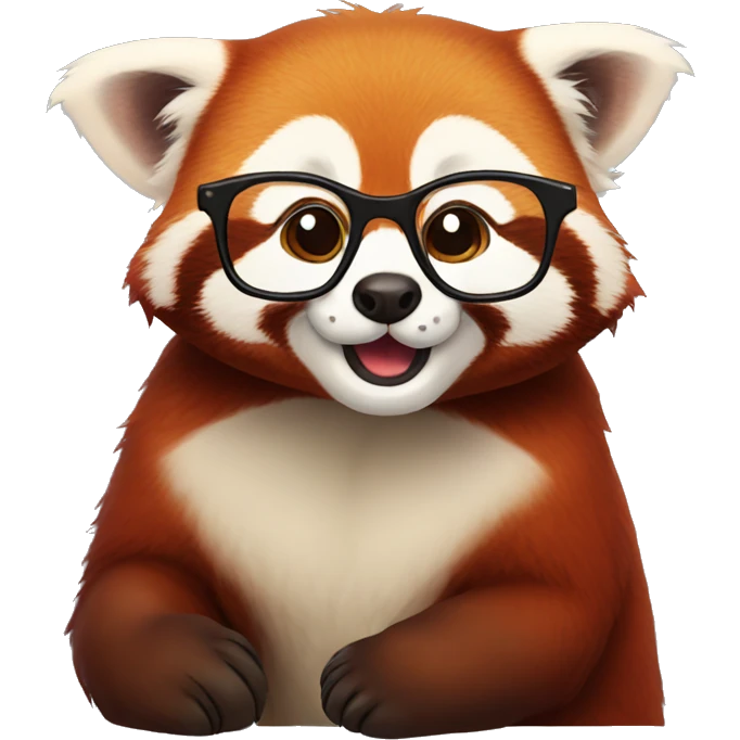 Red panda using glasses emoji