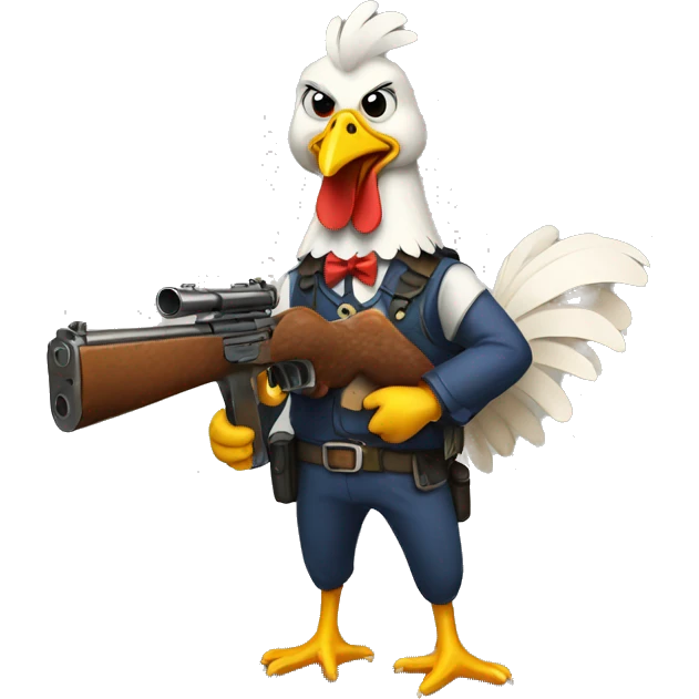 Chicken holding gun emoji