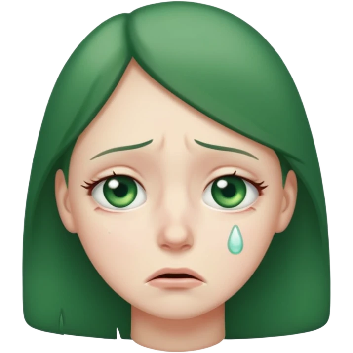 Very sad. Green eyes. Crying  emoji