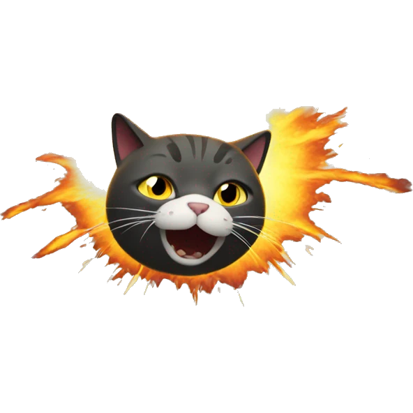 explosion with a cat emoji