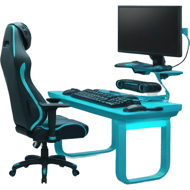 Cyan gaming setup  emoji