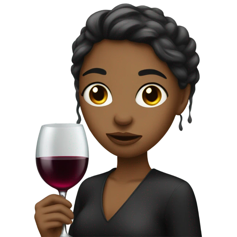 Girl with runny mascara and a wine glass emoji