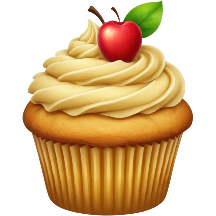 Apple filling cupcake with apple filling topping  emoji