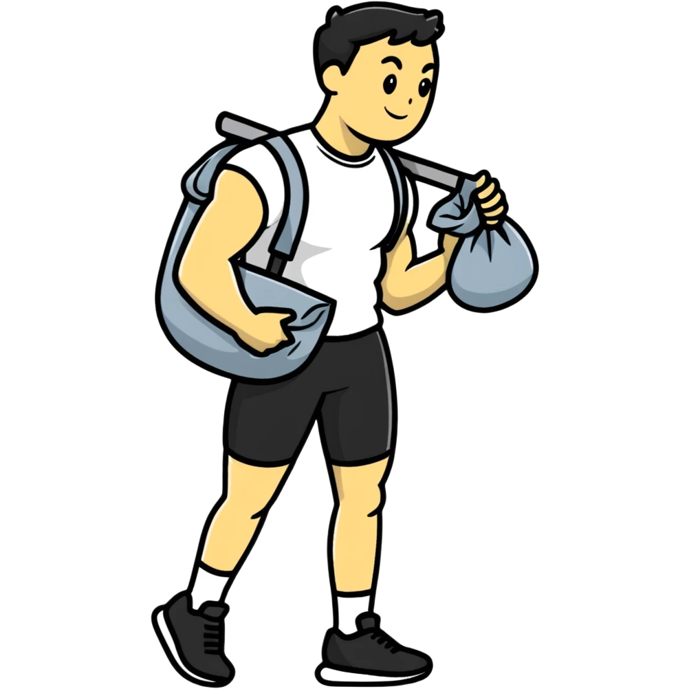 athlete carrying a Hyrox sandbag on shoulder emoji