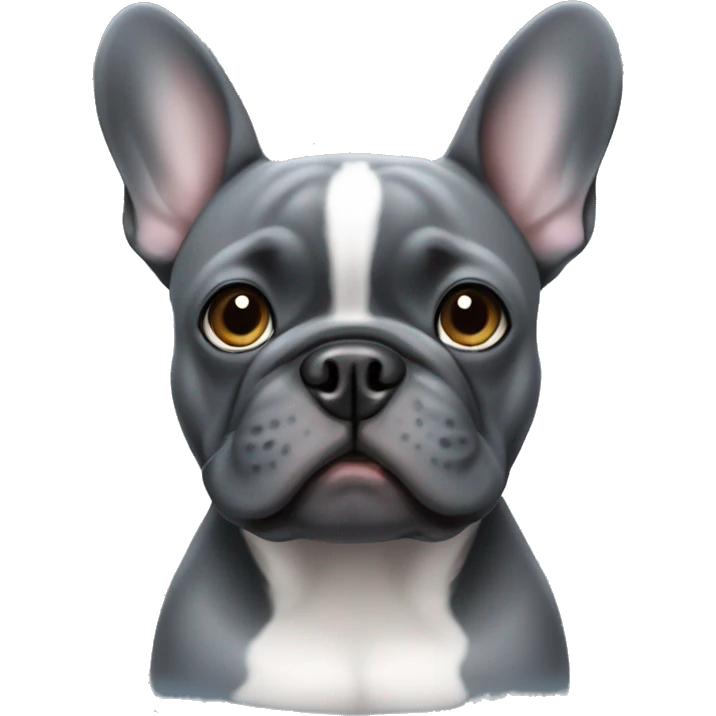 dark grey french bulldog with blue gray eyes emoji