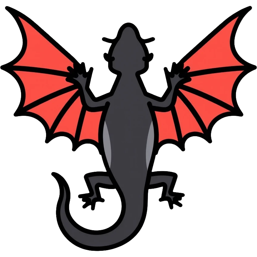 salamander black with fiery red flashes on the scales emoji