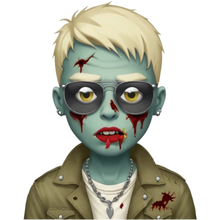 zombie boy model with lip piercing sunglasses emoji