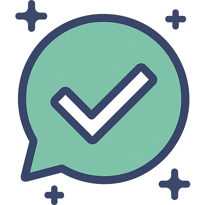 WhatsApp verified icon, circular green badge with white checkmark, flat style emoji