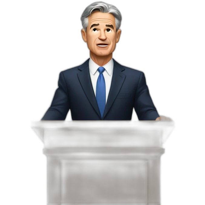 Jerome Powell giving a speech emoji