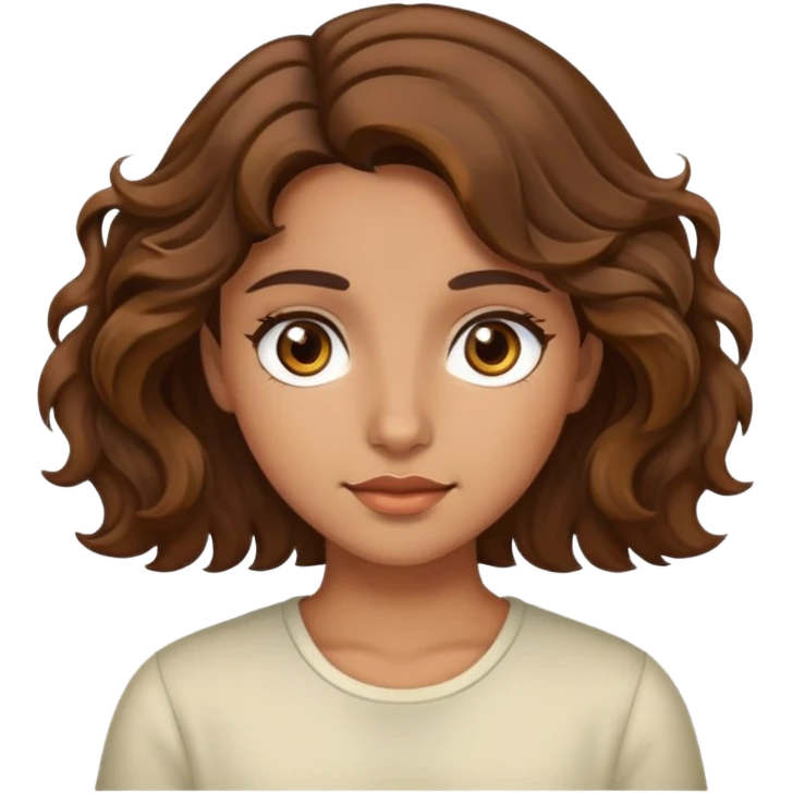 A girl with brown wavy hair and brown eyes and olive skin  emoji