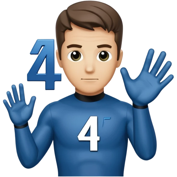reed richards from fantastic four with the number 4 on chezt emoji
