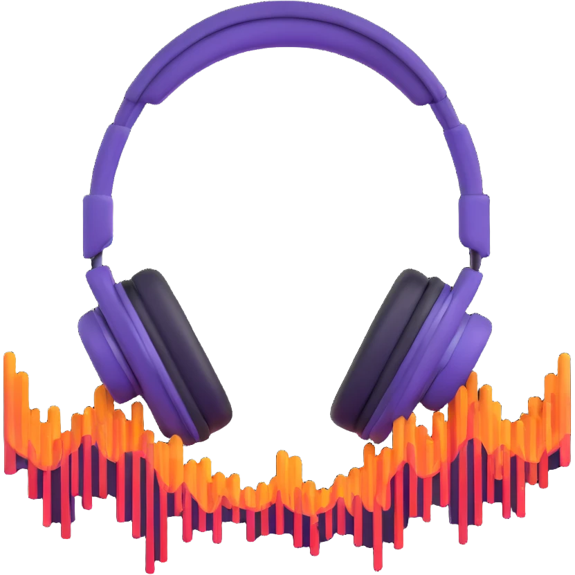 a living being made of sound waves listening to music with headphones emoji
