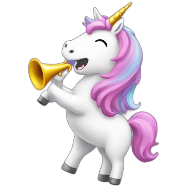 Unicorn blowing birthday trumpet emoji