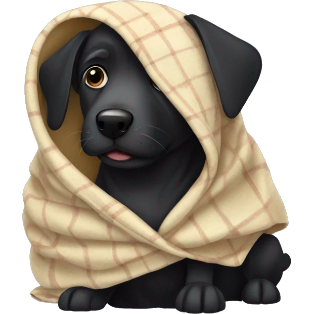 Black dog in blanket emoji