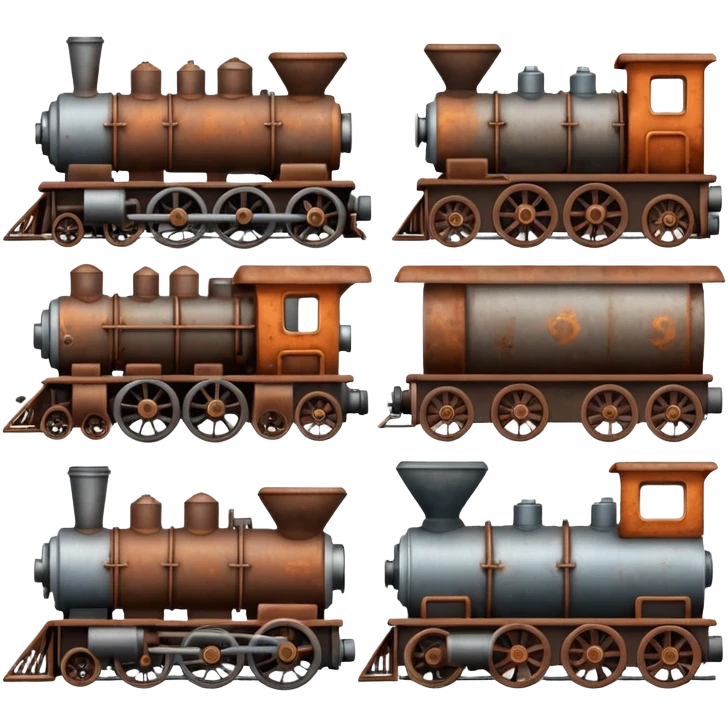 textile machines, locomotives emoji