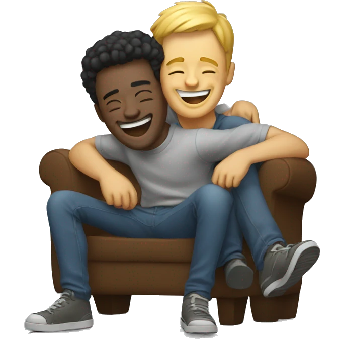 Guy sitting on another guy laughing  emoji