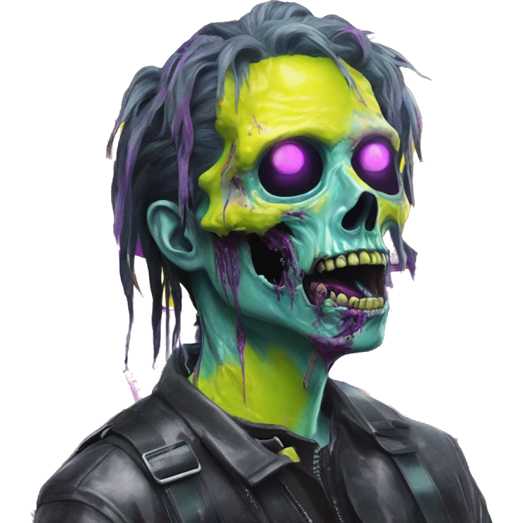 .Zombie_ Vaporwave black holographic oilslick zombie unicorn yellow caution tape emoji