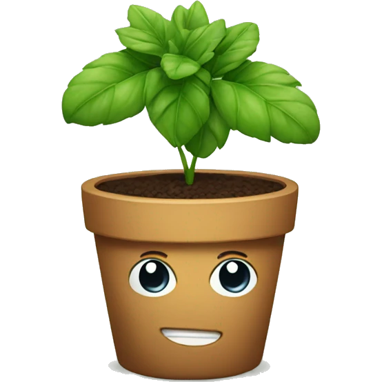 Potted plant with face emoji