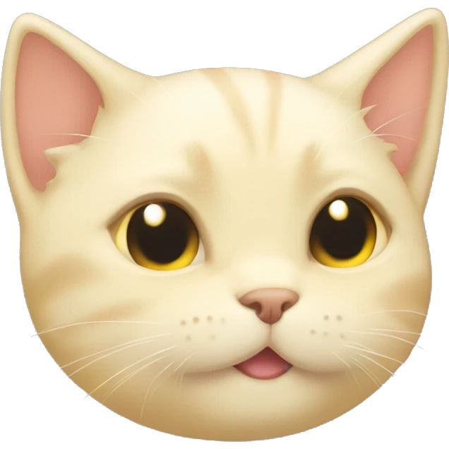 A very cute pale yellow kitten emoji with a chat bubble icon in the top right corner of its head. emoji