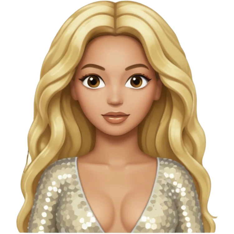 Beyonce from Destiny's Child with long blonde hair, ivory sequin outfit emoji