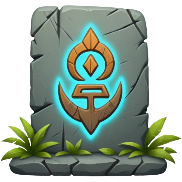 Stone Tablet – Carved gray slab with ancient runes in jyngle emoji