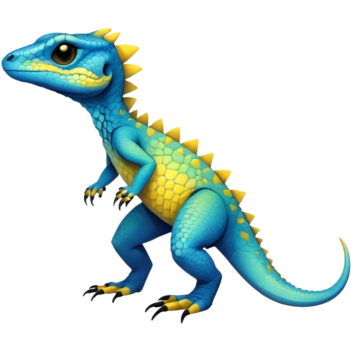 Cool Edgy blue-yellow-black-gradient ethereal badass Reptile-Vernid-Trico-animal-creature full body  emoji