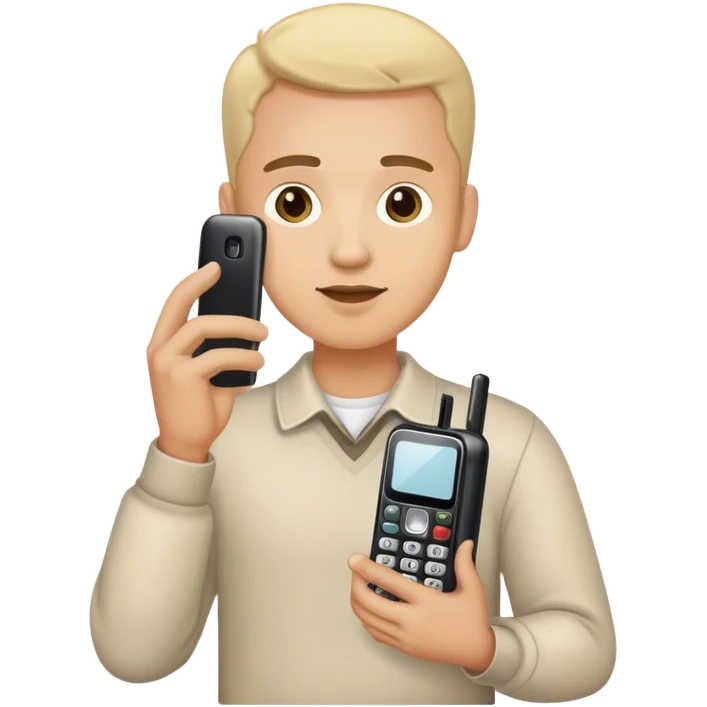Guy with old school mobile phone emoji