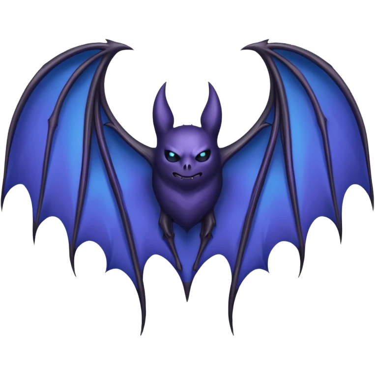 Dark fantasy bat wings, symmetrical, sharp edges, deep black with subtle blue-purple highlights, realistic, high detail, isolated on black background emoji