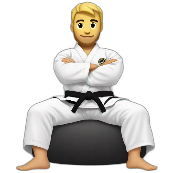 Jiu-Jitsu black belt sitting in his butt scooting forward  emoji