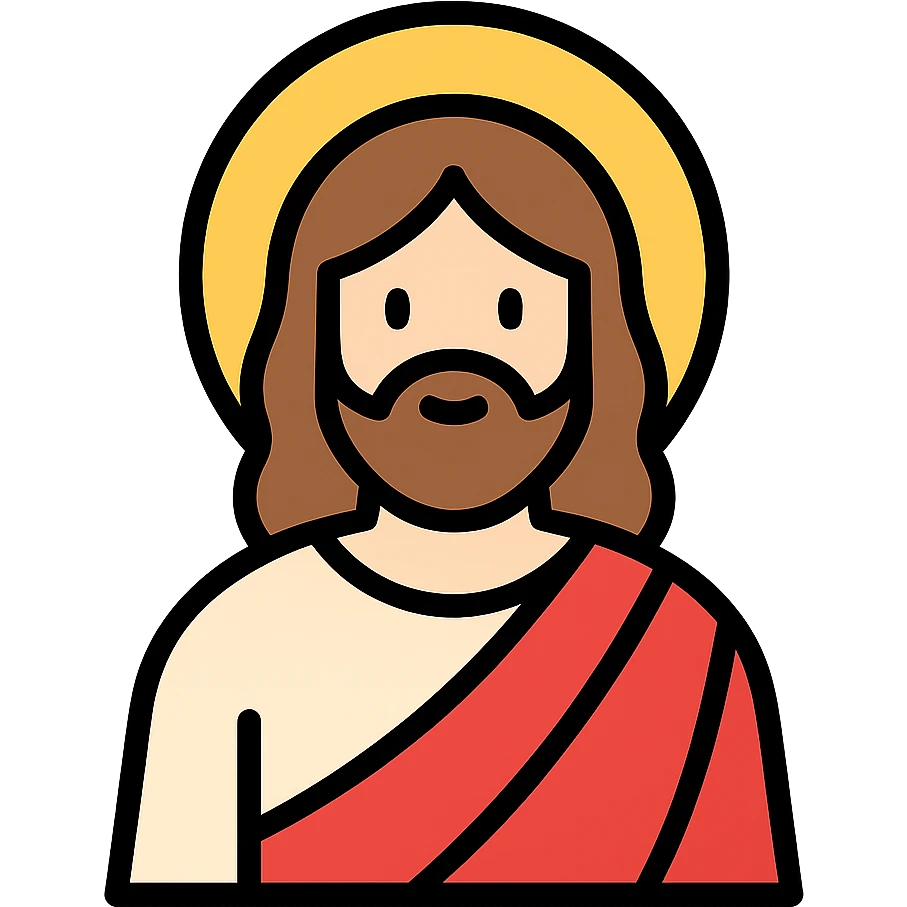 icon of Jesús, classic robe and beard, modern icon design emoji