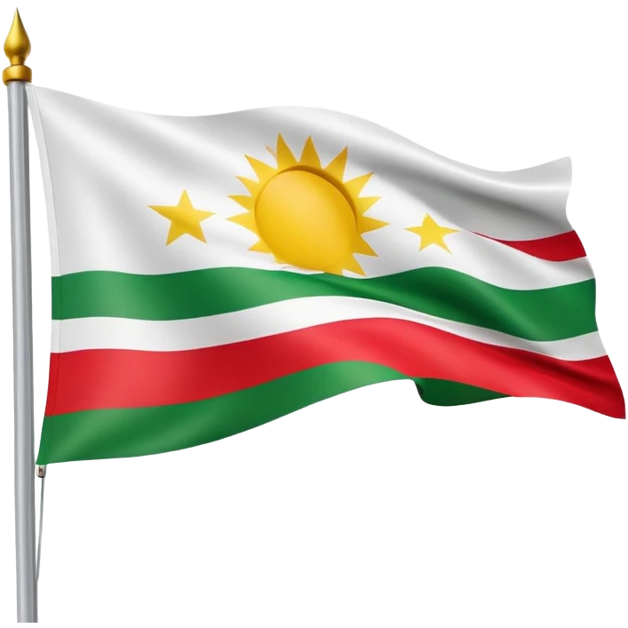 flag of Kurdistan with red, white and green horizontal stripes and a yellow sun symbol emoji