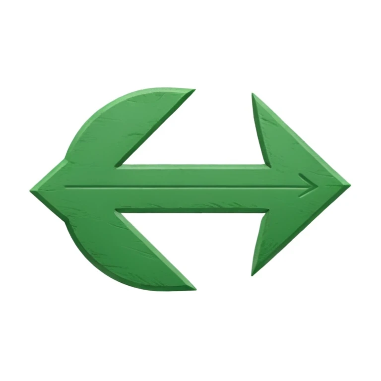 semicircular green arrow, chalk texture, white and green emoji