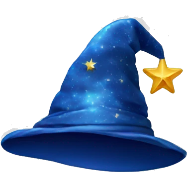 blue wizard hat with star and moon pattern emoji