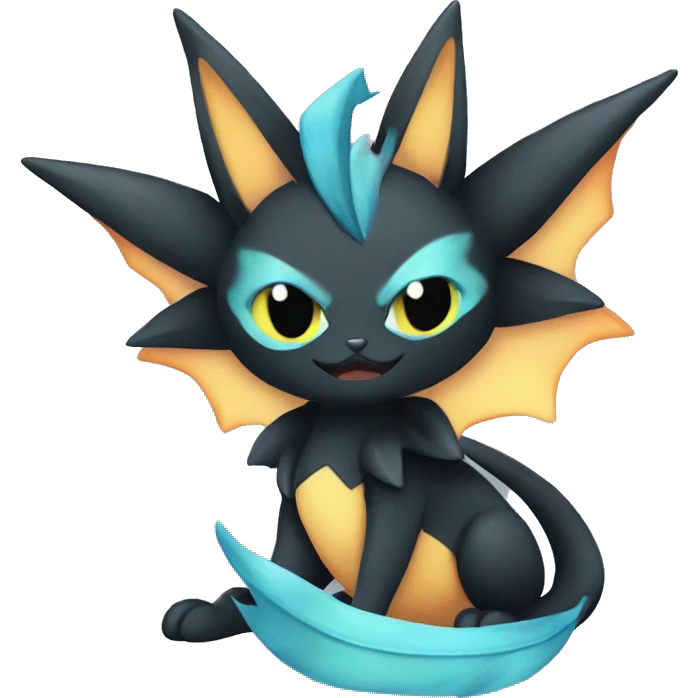 Black Edgy Ethereal Vaporeon-Litten-Torracat full body emoji