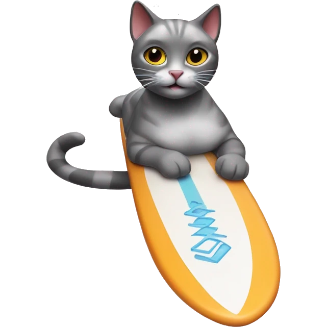 Cat swimming on surfboard ￼ emoji