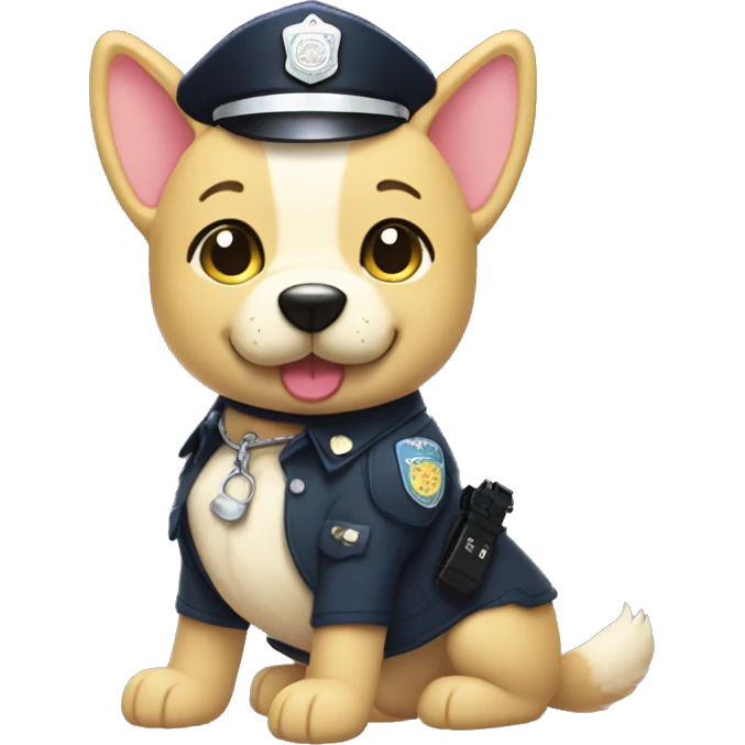 Police dog smelss Lady leg cute versin sanrio emoji