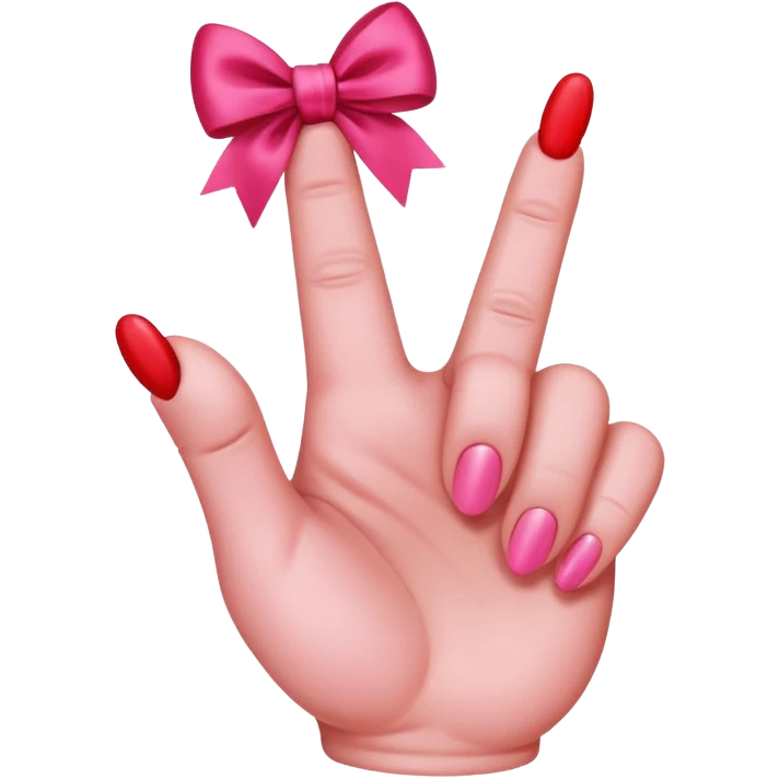 Pink middle finger with bow  emoji