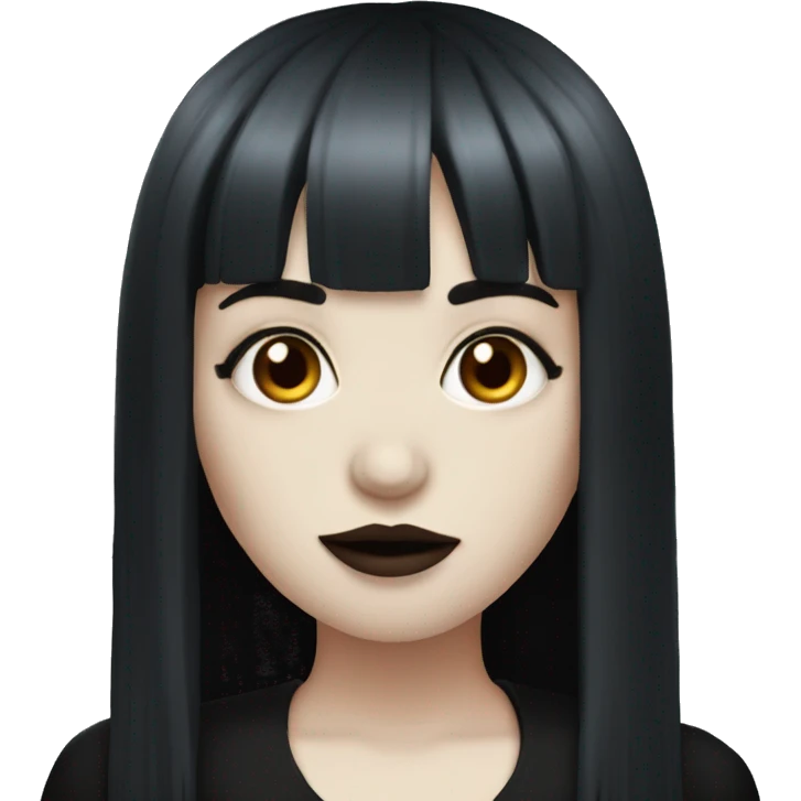 goth girl that has white skin and Long Dark red hair and fringe bangs emoji