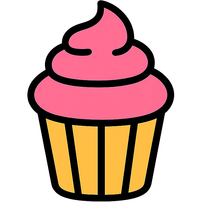 A cupcake with pink icing emoji