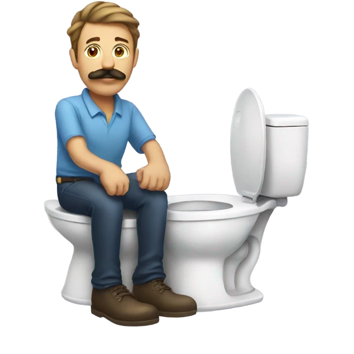 Guy with mustache on toilet emoji