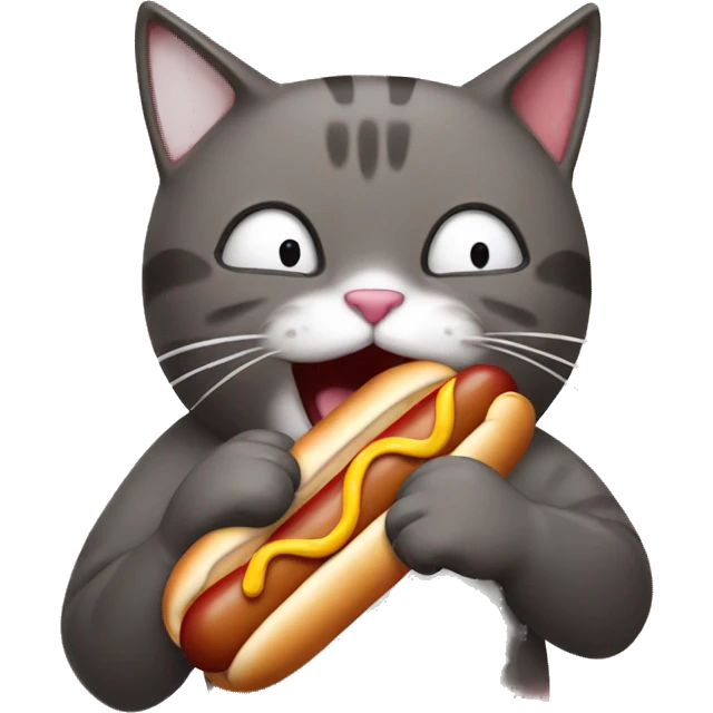 Cat eating hot dog emoji