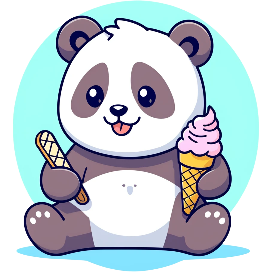 Panda eating ice cream emoji