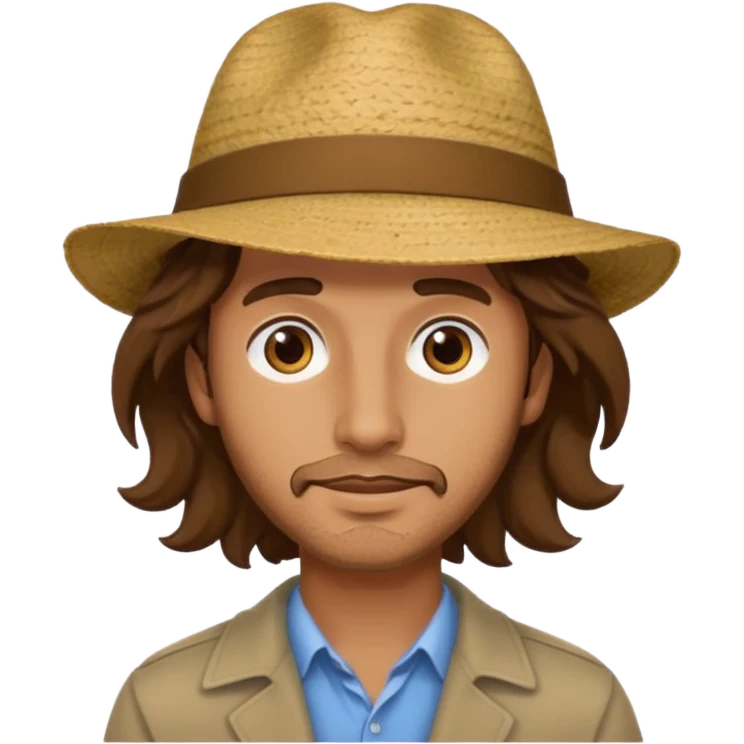 a man with a wavy hair, hat emoji